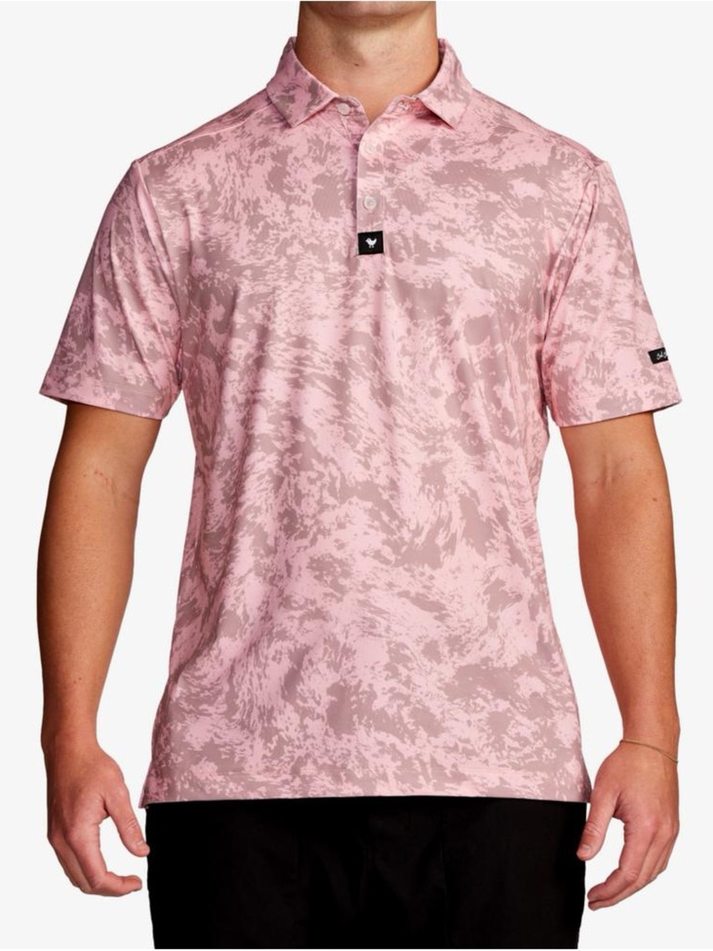 Bad Birdie Polo Shirt Mens Large Pink Rover Short Sleeve Performance Stretch
